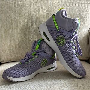 Purple and Green High-Top Zumba Sneakers